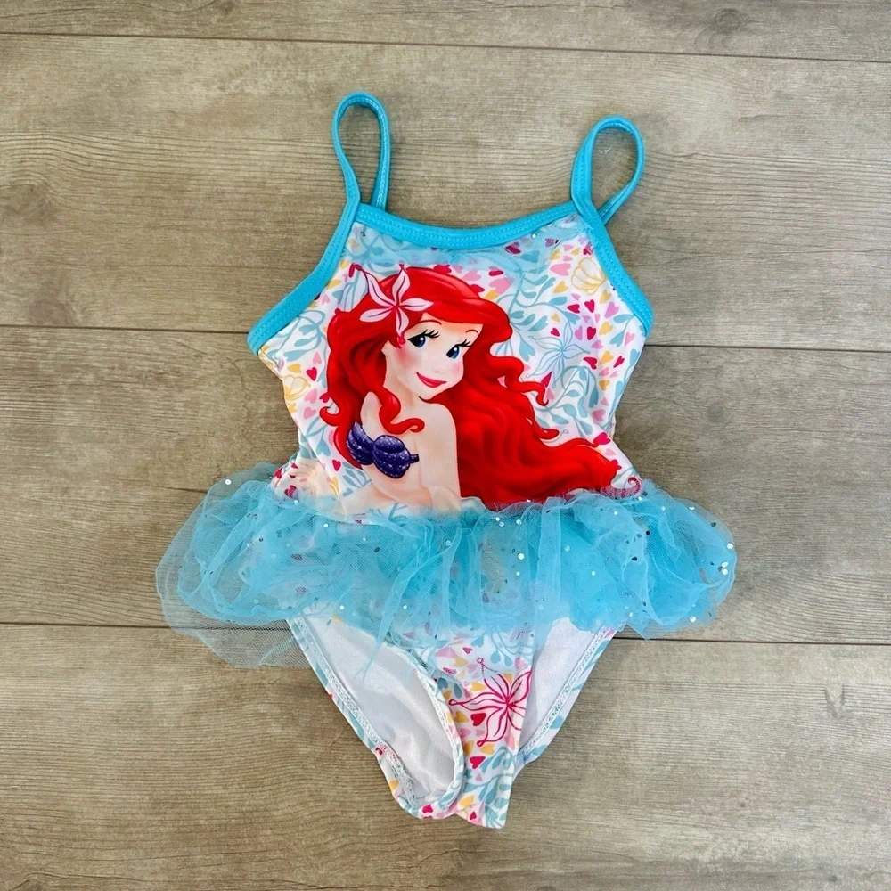 Disney Ariel Little Mermaid Swimsuit TuTu Toddler Girl Size 2T One-Piece Swim